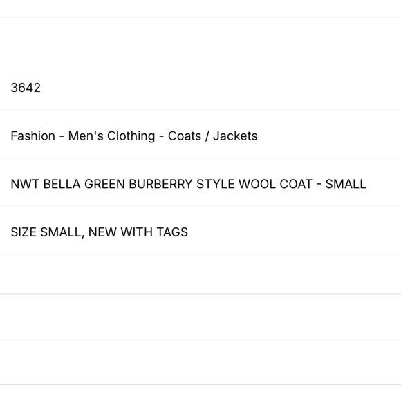 Bella Green Burberry Style Wool Coat sz SM NWT AMAZING - Picture 4 of 4